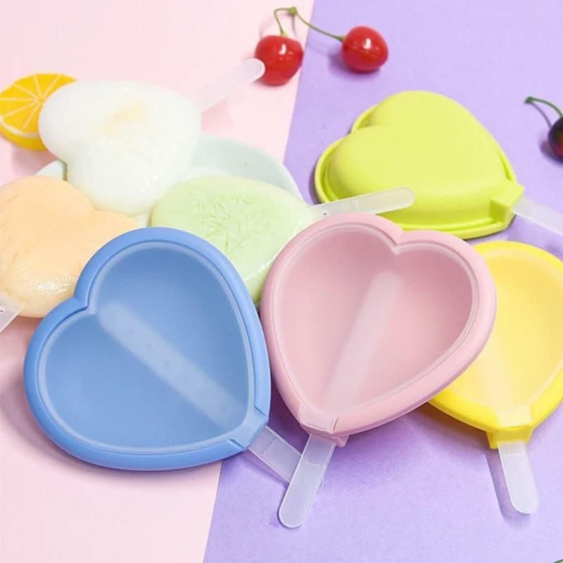 Silicone Heart Shape Lollipop Candy Mould with Sticks (Pack of 4)
